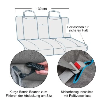 Kurgo Anti-Rutsch-Hunde-Autositzbezug, Grau