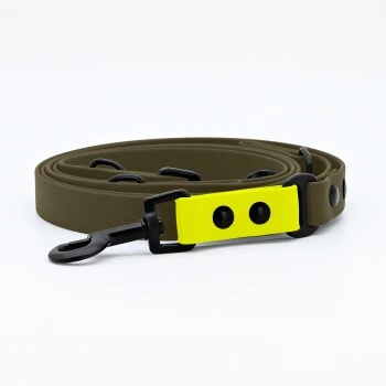 THE DOG IDEA Biothane Hundeleine Khaki neon gelb