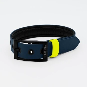 THE DOG IDEA Biothane Halsband Navy neon gelb XS