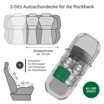 Doctor Bark Autoschondecke Rückbank 2-Sitz prodtest grau S