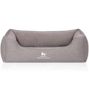 Knuffelwuff Orthopädisches Hundebett Leano aus Velours mit Handwebcharakter grau M-L