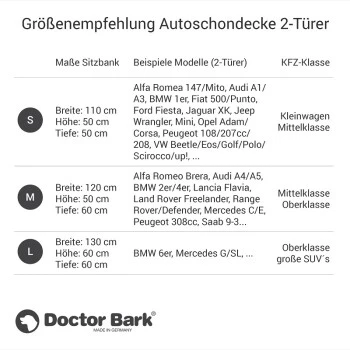 Doctor Bark Autoschondecke für 2-Türer / Coupé / Cabrio grau S